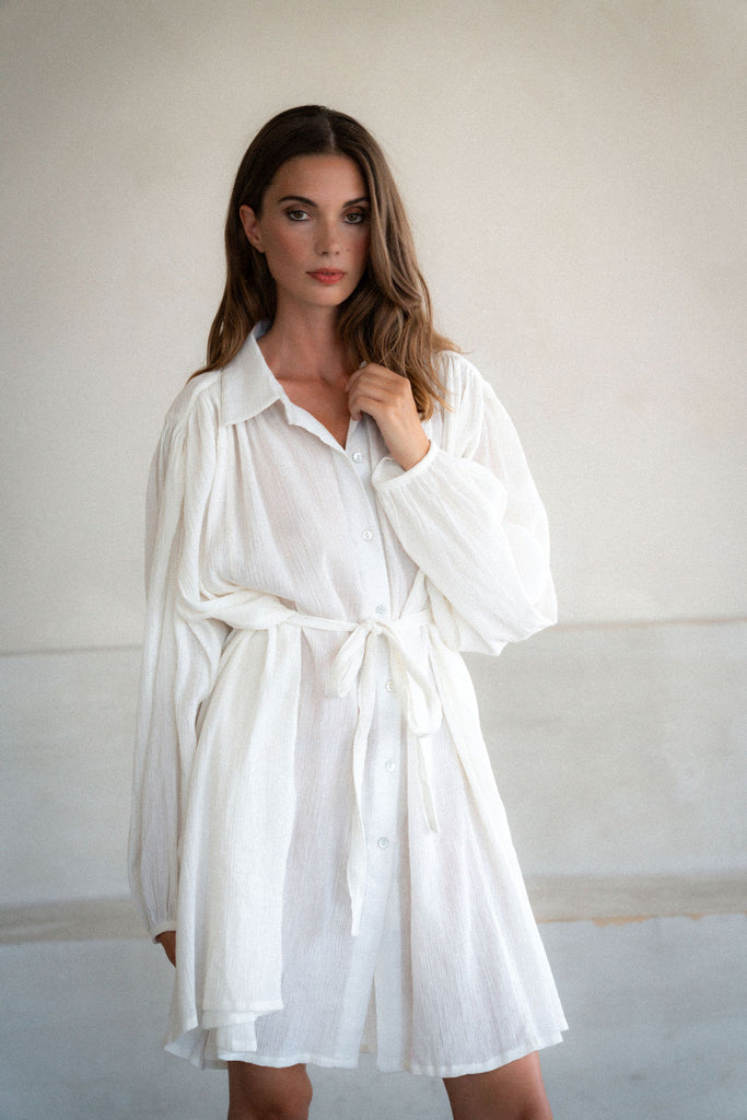 white crinkle cotton dress Nona White Crinkle Cotton Maxi Dress